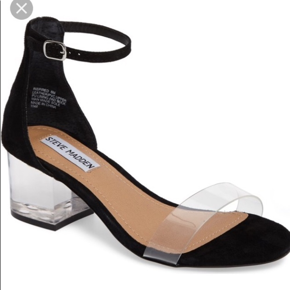 Steve Madden clear heel sandal .